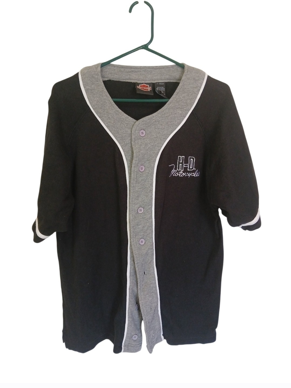 Harley-Davidson Black and Gray Short-Sleeve Jersey with Contrast Placket